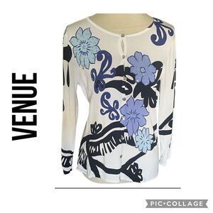 VENUE Abstract Floral Sequin Embellished Cardigan Size Large